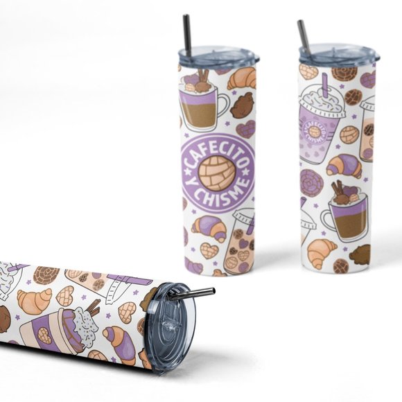 20oz Insulated Tumbler, Cafecito y Chisme, Spanish, Cute - Picture 4 of 8